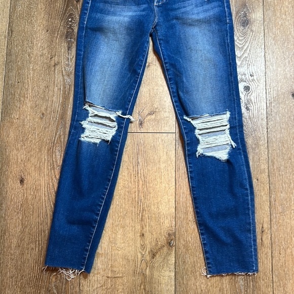 FRAME Ripped High Waist Raw Hem Skinny Crop Jeans in Gaby Wash Size 25 - Picture 7 of 10